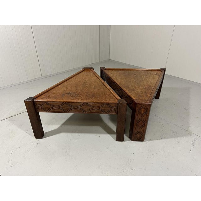 1970s Brutalist Oak Coffee Side Tables, 1970s, Set of 2 For Sale - Image 5 of 18