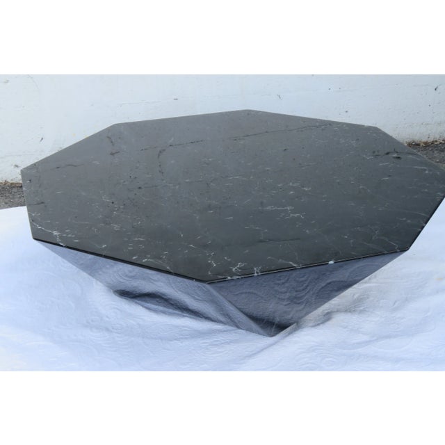 Mid Century Modern Style Octagonal Geometric Marbleized Coffee Table For Sale - Image 9 of 12