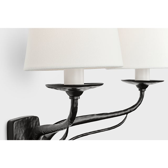 Amalfi 15" Double Sconce in Waxed Black with Linen Shades Designer: Chapman & Myers Finish: Waxed Black Height: 15.25"...