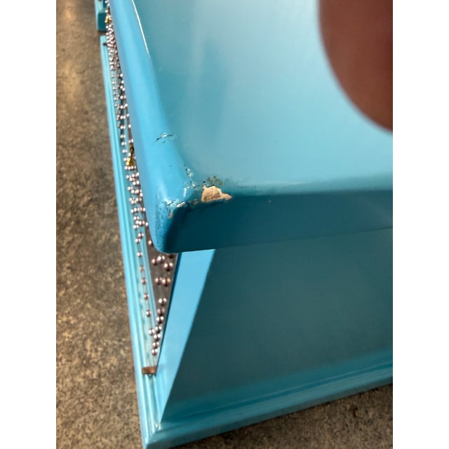 Turquoise 1970's Industrial Turquoise and Studded Metal Cabinets a Pair For Sale - Image 8 of 9