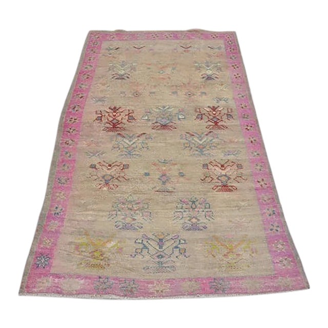 1950s Wool Oushak Anatolian Carpet For Sale