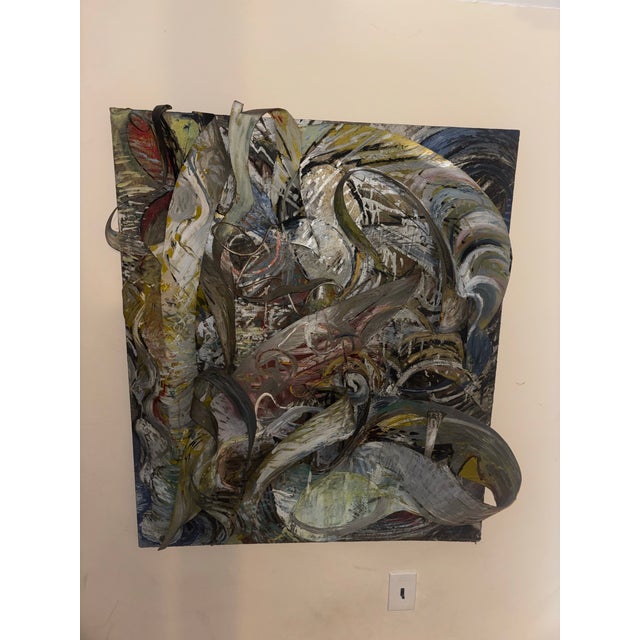 Mulhern 1984 Abstract Mixed Media Wall Sculpture in Wood and Metal 40"x46" For Sale In New York - Image 6 of 7