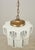Art Deco pendant light with a white opal glass scalloped shade finished with geometric black stencil. The stencil has worn...
