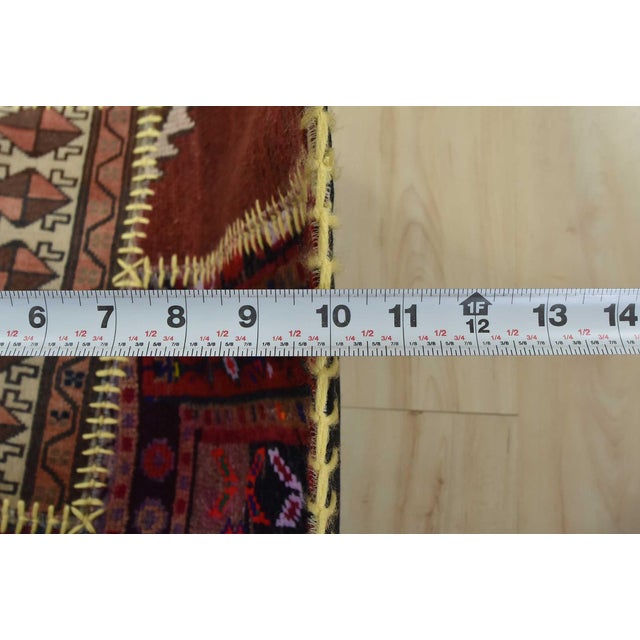 Patchwork Rug 4’1” X 5’11” Multicolor Wool Vintage Hand-Knotted Carpet For Sale - Image 12 of 14