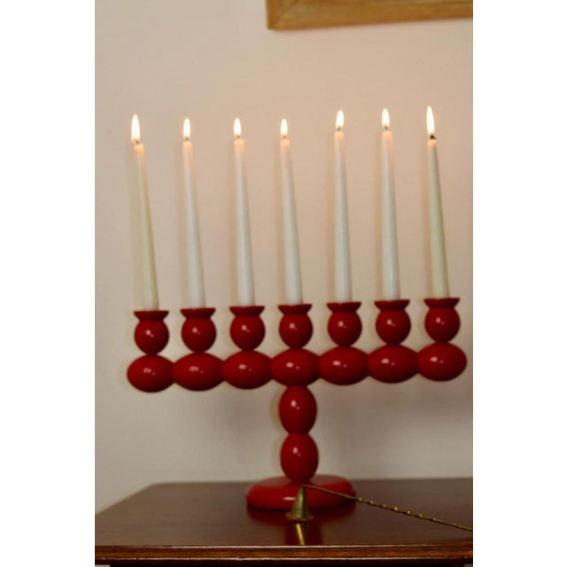 Red Swedish Bobbin Candelabra For Sale - Image 8 of 8