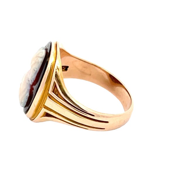 Vintage Solid Yellow Gold Cameo Ring, Size 10 For Sale - Image 4 of 6