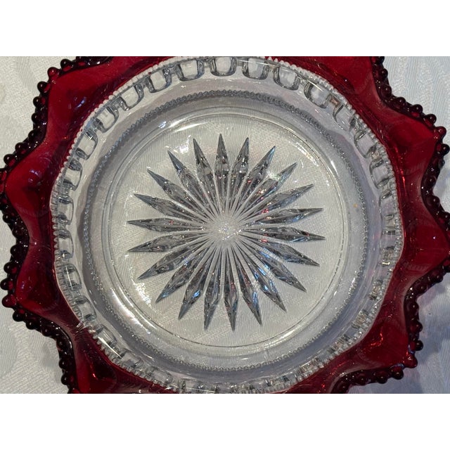 Antique Heisey Glass No. 1220 "Punty Band" Ruby Stained Berry Bowl, C. 1900 For Sale - Image 4 of 8