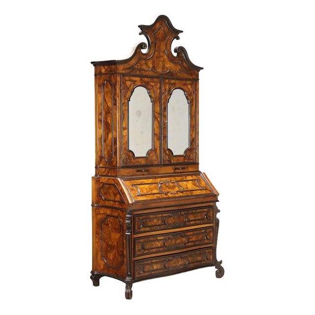 Lombard Walnut and Walnut Burl Trumeau For Sale