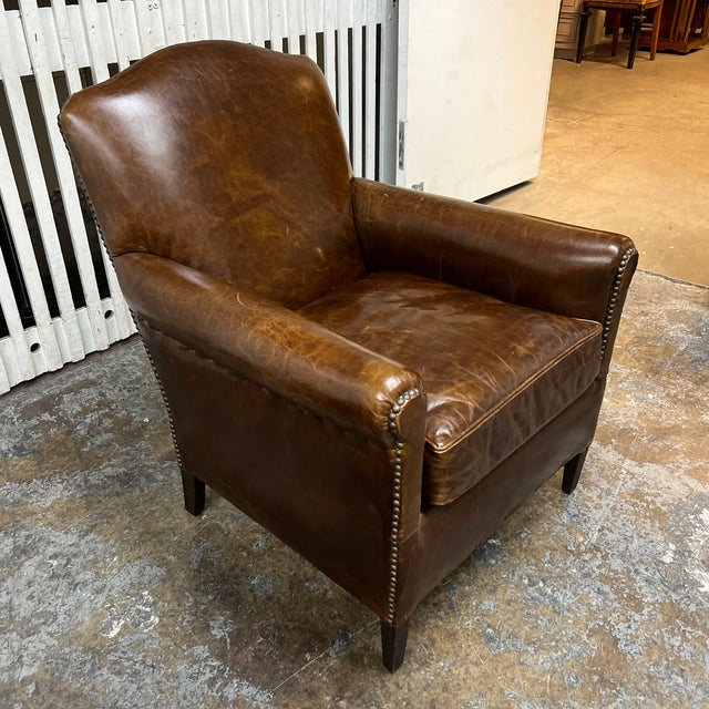 Restoration Hardware 1920s French Camelback Leather Club Chair Chairish