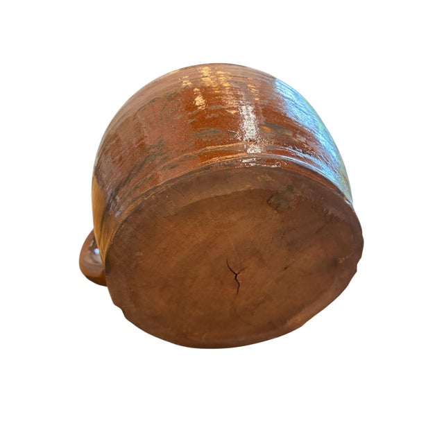 Burnt Orange Antique French Terracotta Pot With Hand-Painted Swag Design For Sale - Image 8 of 11