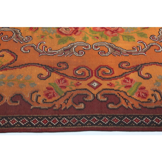 Handwoven Vintage Moldovan Kilim With Floral Medallions in Warm Terracotta & Rose -5' 11'' X 9' 5'' For Sale - Image 4 of 11