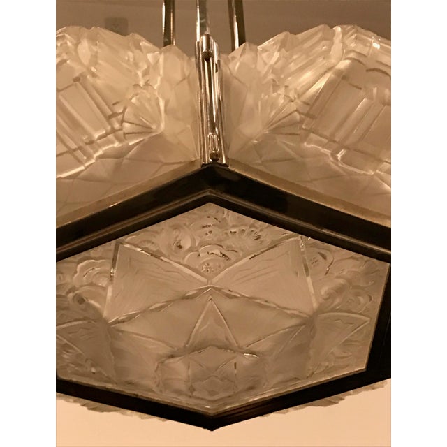 French Art Deco Pendant Chandelier by Hanots For Sale - Image 10 of 13