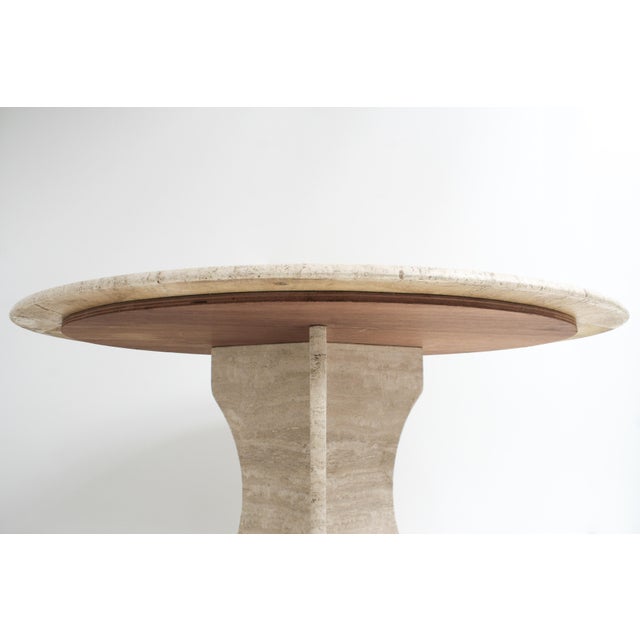Beige Vintage Round Travertine Dining Table, 1970s For Sale - Image 8 of 12