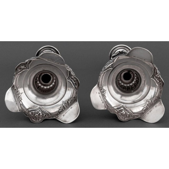 Early 20th Century Russian Judaica Sterling Silver Candlesticks, Pair For Sale - Image 5 of 6