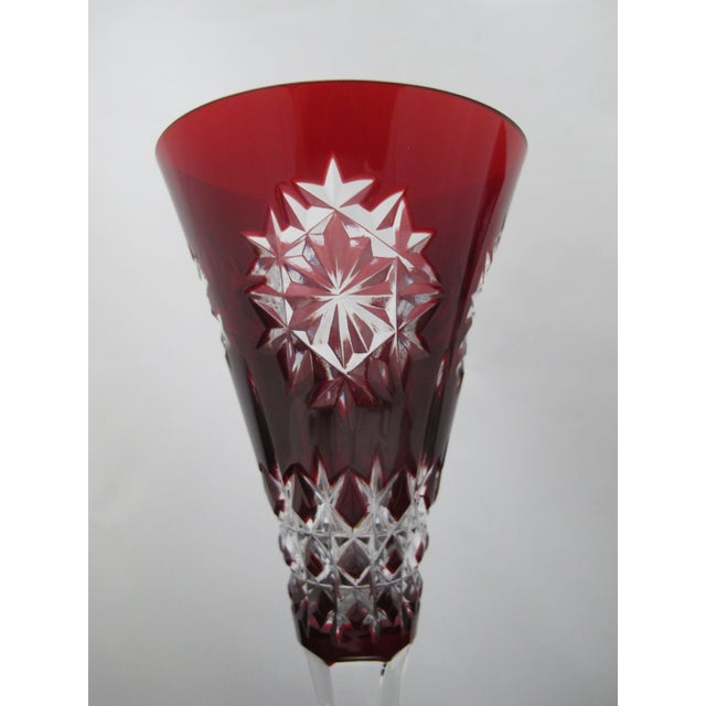 Waterford Red Snowflake Crystals 9 3/8" Fluted Champagne Glass Set of 2 For Sale - Image 12 of 13