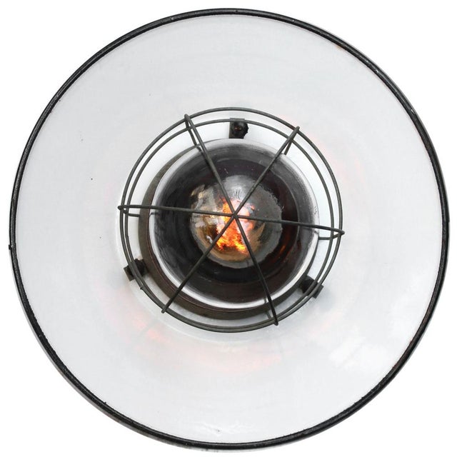 1950s Vintage Industrial Bakelite, Grey Enamel, Brass and Clear Glass Pendant Light For Sale - Image 5 of 7