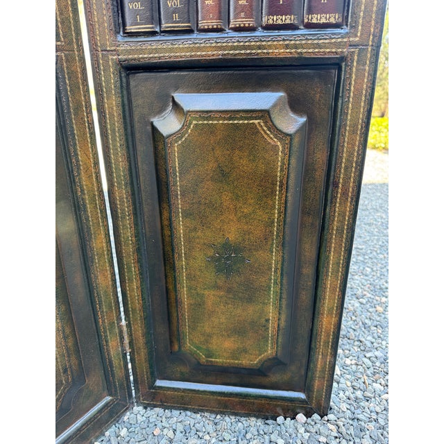 Fabulous Leather Bound Library Book Four-Panel Folding Screen by Maitland Smith For Sale In New York - Image 6 of 10