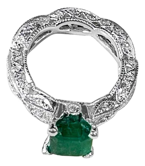 2 Carat Natural Emerald Cut Emerald & 0.85 Ct Diamond Ring in Platinum