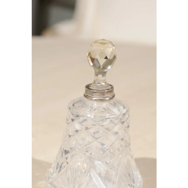 1920s Small French Crystal Toiletry Bottle with Silver Neck & Diamond Motifs For Sale - Image 11 of 12