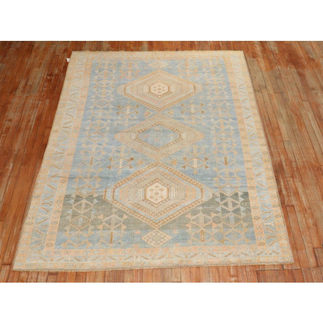 Baby Blue Blue Tribal Antique Malayer Rug - 5'9" x 8'4" For Sale - Image 8 of 8