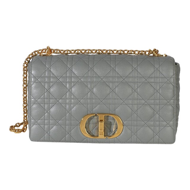 Grey Supple Calfskin Cannage Medium Caro Chain Bag For Sale