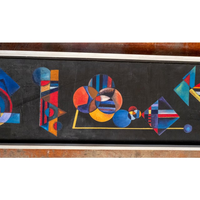 Mid-Century Modern Geometric Abstract Painting on Masonite, 1963 For Sale In New York - Image 6 of 14