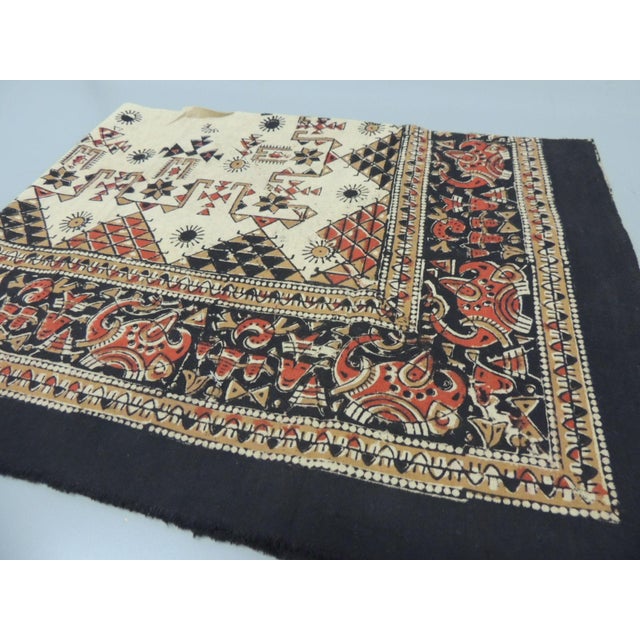 Vintage Black and Red Printed Batik Textile Border Ideal for pillows. Size: 14"H x 59"L