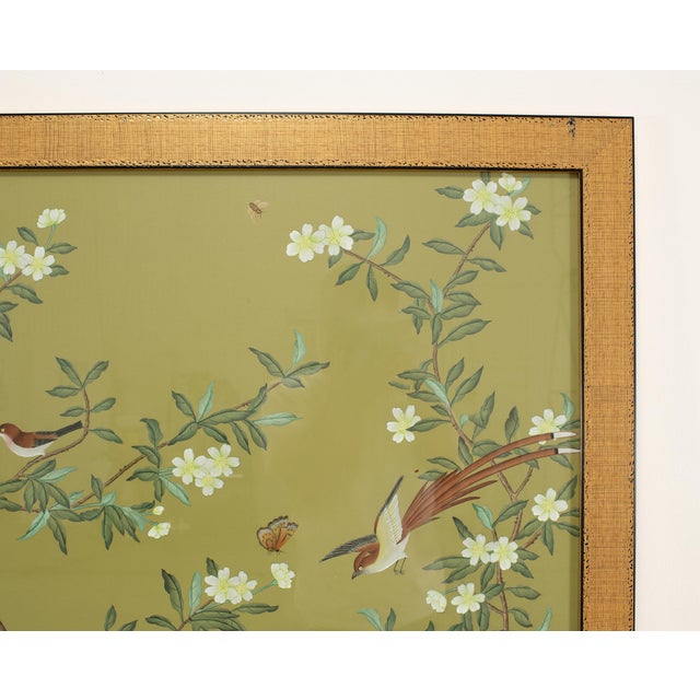 Pair of Chelsea House Edgedale Chinoiserie Painted Silk Panels For Sale In Sacramento - Image 6 of 18