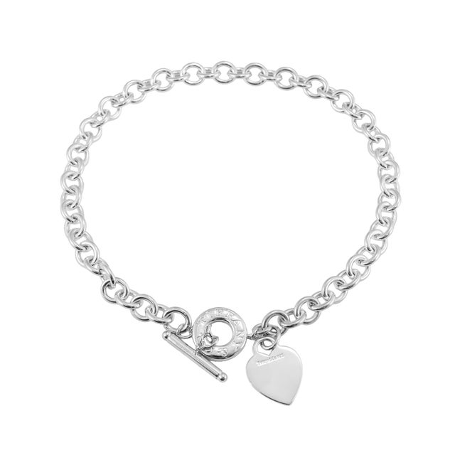 Metal Tiffany & Co. Heart Tag Toggle 925 Sterling Silver Charm Pendant Link Necklace For Sale - Image 7 of 8