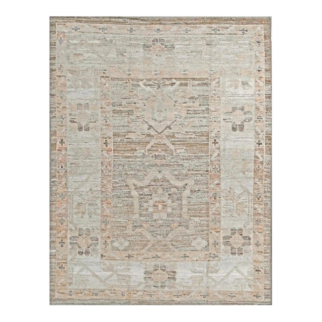 21st Century Turkish Oushak Wool 5x6 Blush, Charcoal & Ivory Handmade Area Rug #1144107 For Sale