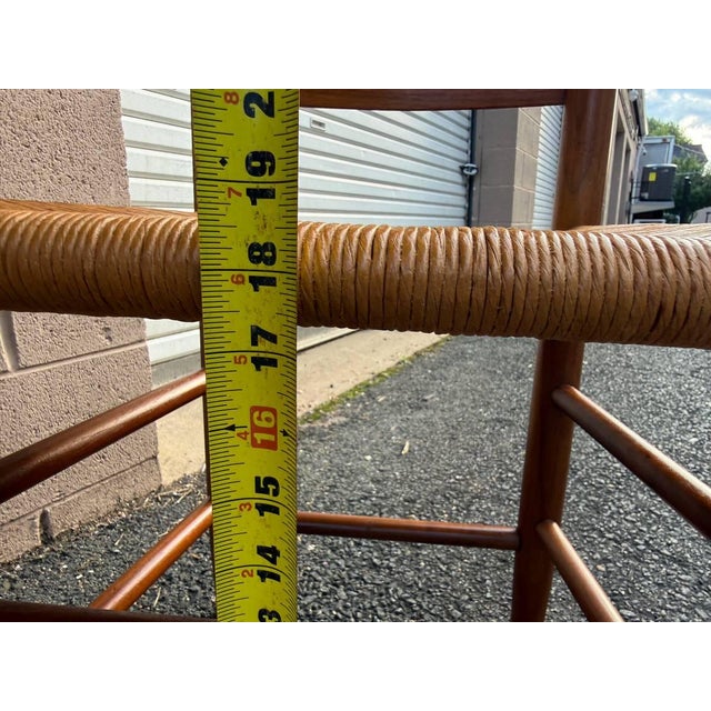 20th Century Clore Furniture Set of 10 Shaker Style Walnut Rush Seat Ladder Back Dining Chairs For Sale - Image 16 of 18