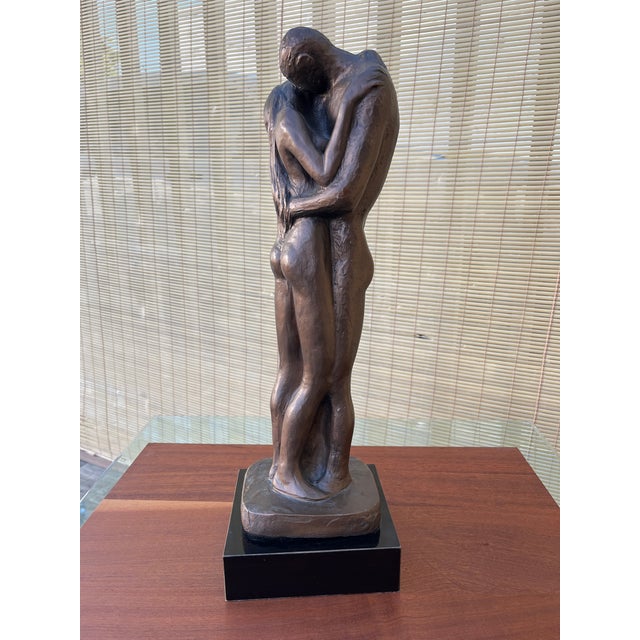 1980s Austin Production "Loving Couple" Brutalist Sculpture Signed by The Artist Features two nude figures in a tender...