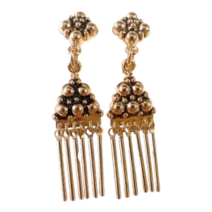 Vintage Gold Tone Chandelier Tassel Clip-On Earrings 2"