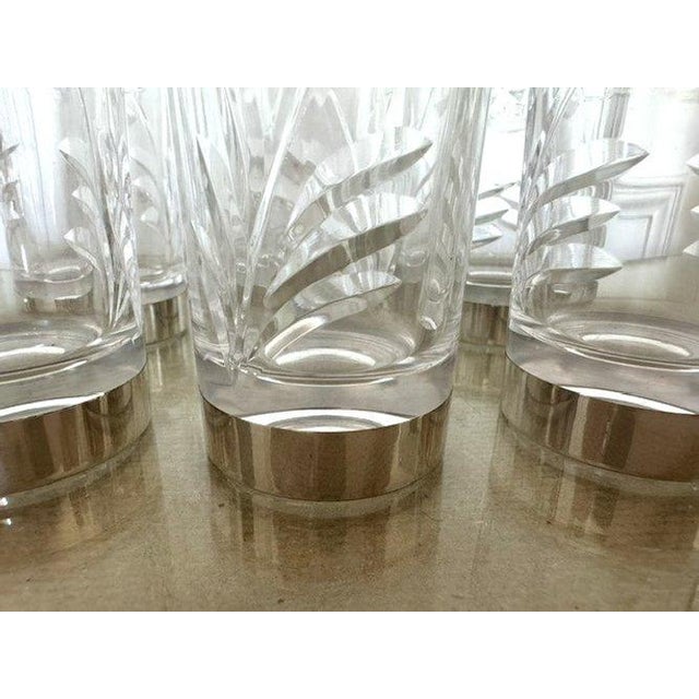 Set of 6 RCR-Attributed Italian Cut Crystal Highball Glasses With 800 Silver Bases by Vincenzo Cei, Florence For Sale - Image 6 of 7