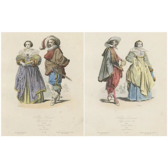Pauquet Frères, French Costumes of Nobles from Lorraine, 1860, Prints, Set of 2 For Sale - Image 10 of 10