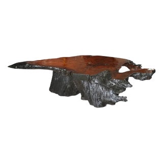 1960s Redwood Live Edge Coffee Table For Sale