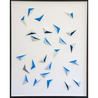 Origami Blue Triangle Abstract Collage by Dawn Wolfe