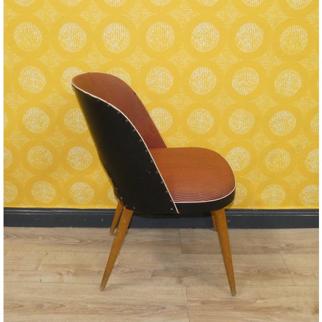 Red Striped Cocktail Chair, 1960s For Sale - Image 4 of 10