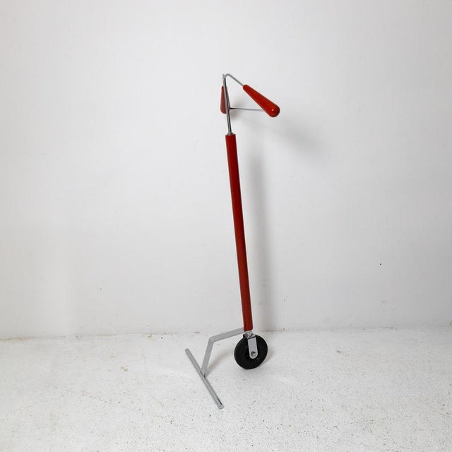 Italian Coat Rack with Wheel, 1980s For Sale - Image 6 of 7