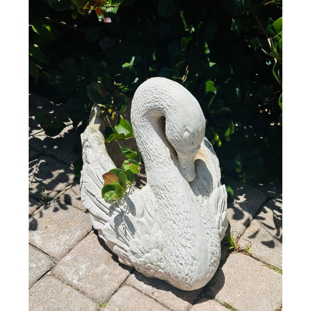 Stone Vintage Reconstituted Large Stone Swan Planter For Sale - Image 7 of 11