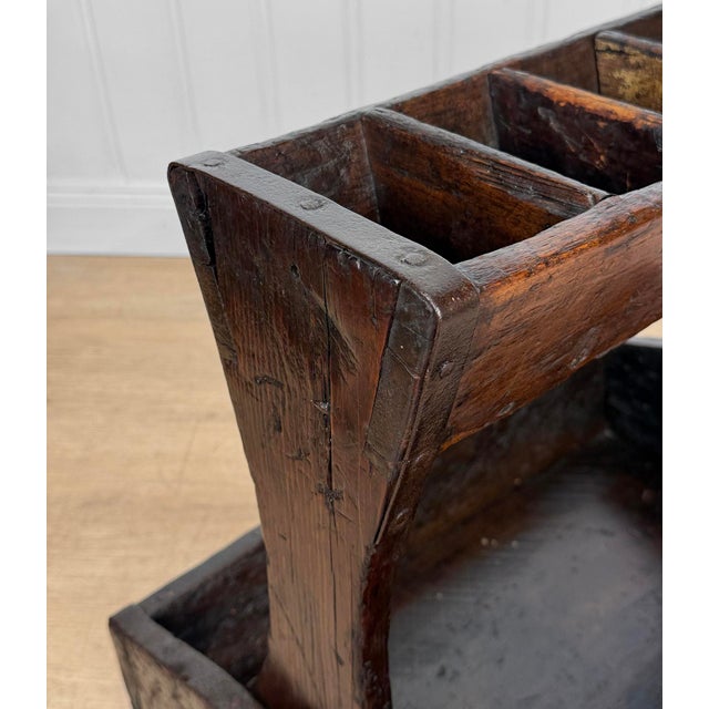 Antique Primitive Wood Iron Strapped Machinist Tool Chest Caddy For Sale - Image 10 of 14