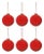 Flocked Red + Gold Ball Ornaments, Set of 6, 3.25" For Sale