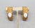 Modern Vintage 1980s Signed Givenchy Goldtone Striped White Cabochon Half Hoop Clip Earrings-2 Pieces For Sale - Image 3 of 7