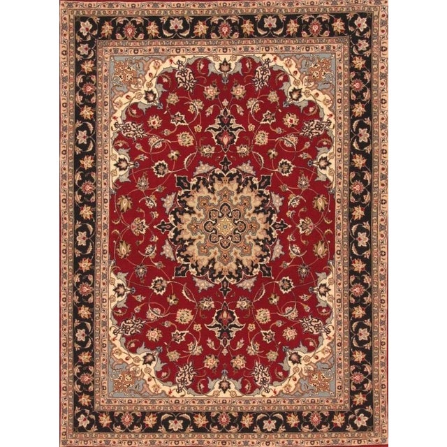 Hand-Knotted Middle Eastern Rug in Wool & Silk For Sale - Image 11 of 11