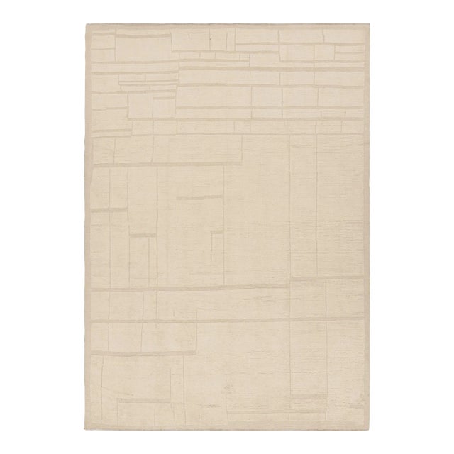 Rug & Kilim’s Moroccan Style Rug in Cream White Tones With Geometric Patterns For Sale