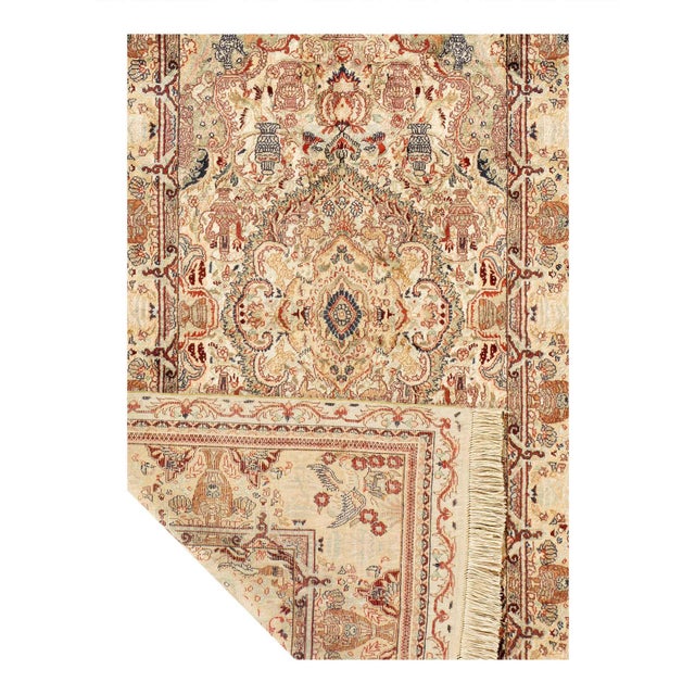 Traditional Pasargad DC Fine Hand-Knotted Kashmir Silk Rug For Sale - Image 3 of 3
