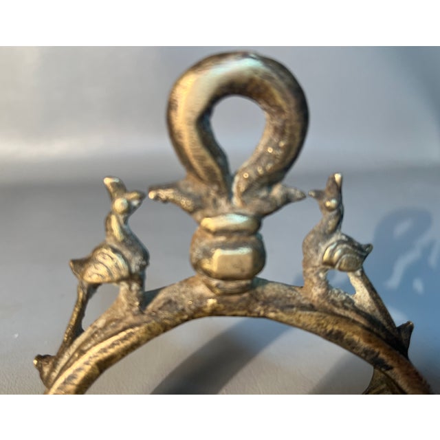 Traditional 19th Century India Horse Stirrup Bronze With 2 Peacocks & Engraved Scrollwork For Sale - Image 3 of 6