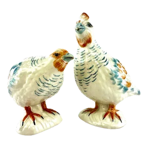 Mid Century Italian Hand Painted Quails, a Pair