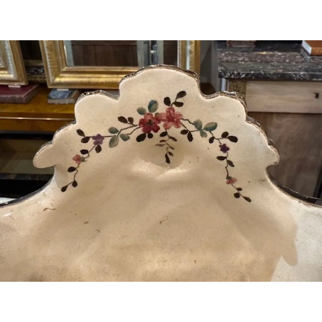 Early 20th Century Antique French Majolica and Brass Centerpiece For Sale - Image 5 of 6