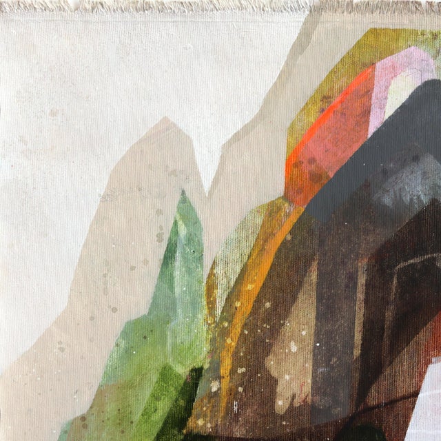 Abstract House on a Hill 1 - Abstract Color Drenched Nature Landscape Painting on Canvas Original Artwork by Maria C Bernhardsson For Sale - Image 3 of 6